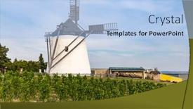  Presentation with windmill - Presentation theme featuring vineyard-near-windmill-retz-lower background and a light blue colored foreground