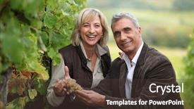  Presentation with vineyard - Audience pleasing slide set consisting of vineyard owners holding a bunch backdrop and a tawny brown colored foreground