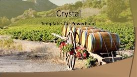  Presentation with barrels - Presentation design consisting of vineyard-with-barrels-villeneuve-les background and a yellow colored foreground