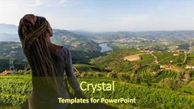  Presentation with river valley - Cool new PPT theme with vineyards are on a hills backdrop and a tawny brown colored foreground