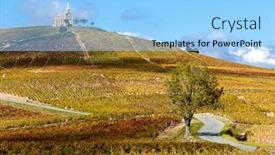  Presentation with vineyards - Amazing presentation theme having vineyards grand cru in beaujolais with a church fleurie rhone-alpes france backdrop and a light blue colored foreground