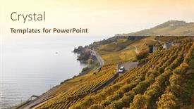  Presentation with vineyards - Colorful PPT theme enhanced with vineyards in lavaux region switzerland backdrop and a cream colored foreground