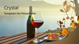  Presentation with wine retial - Slides with village life - wine against vineyards in lavaux background and a soft green colored foreground