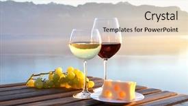  Presentation with vineyards - Theme enhanced with wine and grapes against vineyards in lavaux switzerland background and a lemonade colored foreground