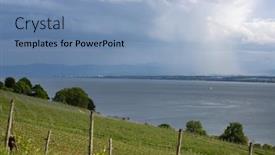  Presentation with vineyards - Slide set consisting of vineyards-in-the-spring-near background and a light blue colored foreground