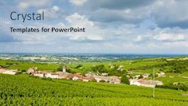  Presentation with vineyards - Colorful PPT theme enhanced with country village - vineyards near fuisse burgundy france backdrop and a light blue colored foreground