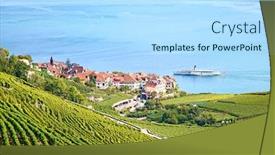  Presentation with vineyards - Audience pleasing presentation theme consisting of vineyards-of-the-lavaux-region backdrop and a light blue colored foreground
