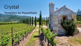  Presentation with vineyards - Colorful PPT layouts enhanced with vineyards with chapel in california backdrop and a light blue colored foreground
