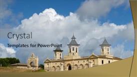 Presentation with vineyards - PPT theme enhanced with vineyards-with-chateau-cos-d background and a light blue colored foreground