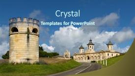  Presentation with vineyards - PPT theme having vineyards-with-chateau-cos-d background and a ocean colored foreground