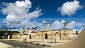  Presentation with vineyards - Slide deck featuring vineyards-with-chateau-cos-d background and a teal colored foreground