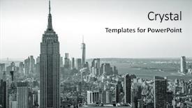  Presentation with new york city - Audience pleasing presentation consisting of vintage - aerial view of manhattan skyline backdrop and a light gray colored foreground