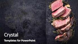  Presentation with dry eye - Colorful slides enhanced with vintage - barbecue dry aged kobe rib backdrop and a dark gray colored foreground
