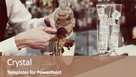  Presentation with bartender - Beautiful PPT layouts featuring vintage - bartender is pouring liquor backdrop and a coral colored foreground