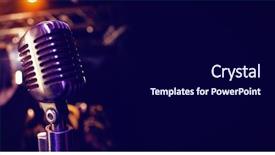  Presentation with microphone - Presentation consisting of vintage - close-up of retro microphone background and a navy blue colored foreground