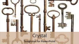  Presentation with keys - PPT layouts with vintage - collection of old keys background and a coral colored foreground