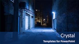  Presentation with dark night - PPT theme enhanced with vintage - dark and eerie urban city background and a ocean colored foreground