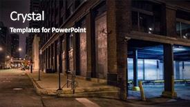  Presentation with city street - Presentation theme enhanced with vintage - dark city downtown street corner background and a wine colored foreground