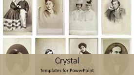  Presentation with group - Amazing slides having vintage - group of old photographs backdrop and a coral colored foreground