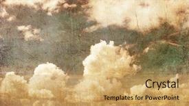  Presentation with blue sky - PPT theme enhanced with vintage - grunge image of blue sky background and a yellow colored foreground