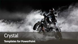  Presentation with fog - Presentation having vintage - high power motorcycle chopper background and a dark gray colored foreground
