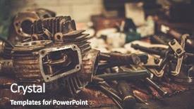  Presentation with vintage motorcycle - Beautiful slides featuring vintage - part of motorcycle engine backdrop and a dark gray colored foreground