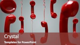  Presentation with telephone - PPT theme featuring vintage - red telephone receiver hanging background and a tawny brown colored foreground