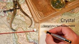  Presentation with map vintage - Beautiful presentation design featuring vintage 1907 copyright - expired map backdrop and a coral colored foreground