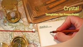  Presentation with map vintage - Beautiful PPT theme featuring vintage 1907 copyright - expired map backdrop and a tawny brown colored foreground