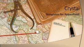  Presentation with map vintage - PPT theme having vintage 1907 copyright - expired map background and a red colored foreground