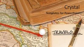  Presentation with map vintage - PPT layouts enhanced with vintage 1907 copyright - expired map background and a red colored foreground