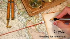  Presentation with map vintage - Amazing slide deck having vintage 1907 copyright - expired map backdrop and a coral colored foreground