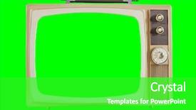  Presentation with green screen - Amazing PPT theme having vintage 1960s television with chroma backdrop and a shamrock green colored foreground
