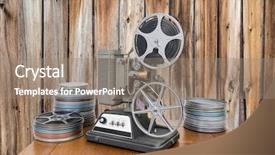  Presentation with vintage movie - Slide set featuring vintage 8mm home movie projector background and a gray colored foreground