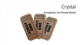  Presentation with raffle ticket - Presentation theme enhanced with vintage admit one tickets close background and a white colored foreground