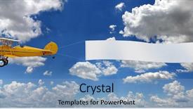  Presentation with vintage aviation - Beautiful presentation theme featuring vintage airplane pulling blank sign backdrop and a teal colored foreground