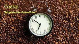  Presentation with vintage clock - Amazing presentation having vintage alarm clock and coffee backdrop and a tawny brown colored foreground