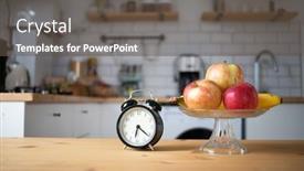  Presentation with vintage clock - PPT theme having vintage-alarm-clock-and-fresh background and a dark gray colored foreground