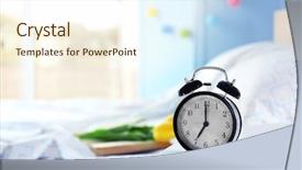  Presentation with vintage clock - Presentation enhanced with vintage alarm clock on bedside background and a cream colored foreground