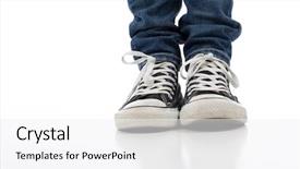  Presentation with athletic shoe - Slide deck enhanced with vintage antique athletic shoes background and a white colored foreground