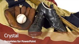  Presentation with vintage baseball - PPT theme having vintage antique baseball gear background and a tawny brown colored foreground