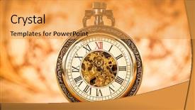  Presentation with vintage clock - Beautiful PPT theme featuring vintage antique pocket watch backdrop and a yellow colored foreground