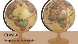  Presentation with vintage antique retro terrestrial globe - Slide set consisting of vintage antique retro terrestrial globe background and a coral colored foreground