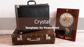 Presentation with vintage clock - Audience pleasing theme consisting of vintage-antique-suitcases-with-shiny backdrop and a tawny brown colored foreground