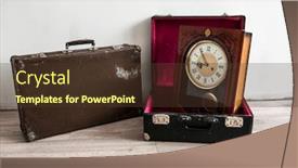  Presentation with vintage clock - Cool new slides with vintage-antique-suitcases-with-shiny backdrop and a tawny brown colored foreground