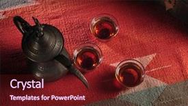  Presentation with tea coffee - Colorful presentation theme enhanced with vintage arabic coffee kettle backdrop and a tawny brown colored foreground