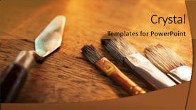  Presentation with painting old - Amazing presentation theme having vintage art - painting brushes and a palette backdrop and a gold colored foreground