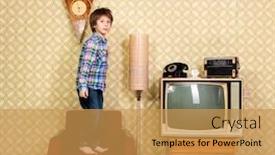  Presentation with vintage art - PPT theme consisting of vintage-art-portrait-of-liitle background and a yellow colored foreground