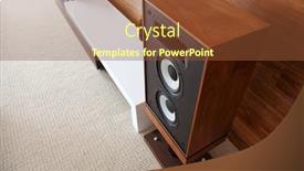  Presentation with minimalistic - Cool new slides with vintage audio loudspeaker in minimalistic modern interior diagonal view backdrop and a tawny brown colored foreground