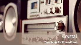  Presentation with tape audio - PPT theme with vintage audio stereo rack background and a coral colored foreground